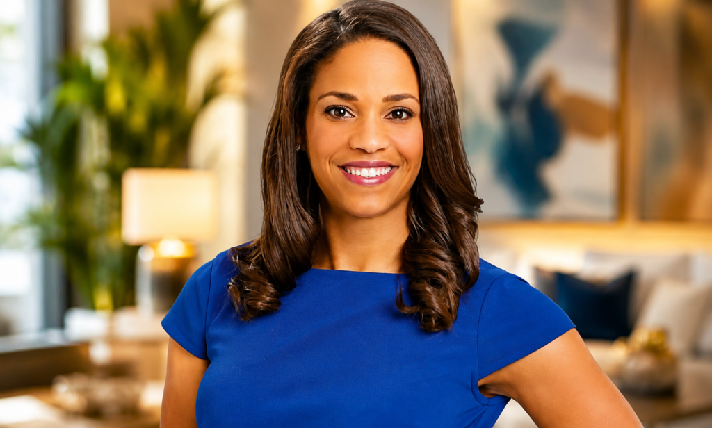 Brittany Boyer delivering a live weather forecast during her successful broadcast career, highlighting her estimated net worth